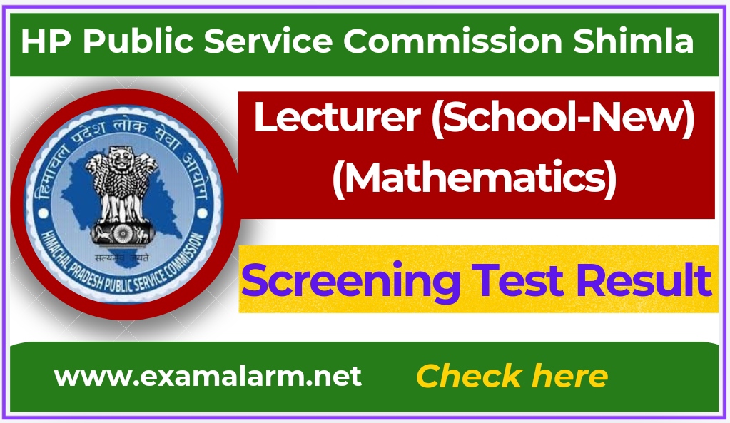 HPPSC Shimla Lecturer Mathematics Screening Test Result 2024